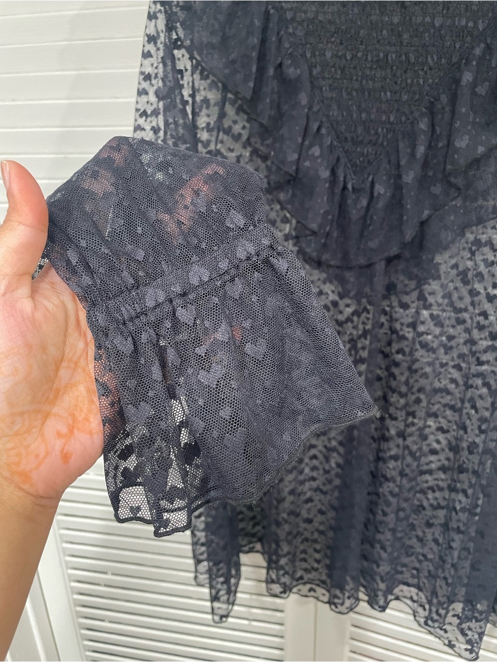 NWT Maeve Sheer Black Ruffle Lace High-Neck Blouse - Picture 12 of 12